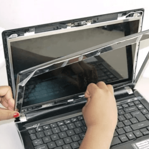 Laptop screen replacement in progress