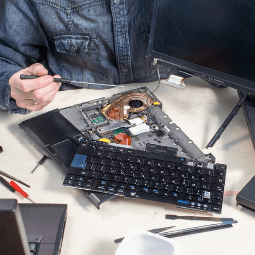 Laptop keyboard repair on the workbench